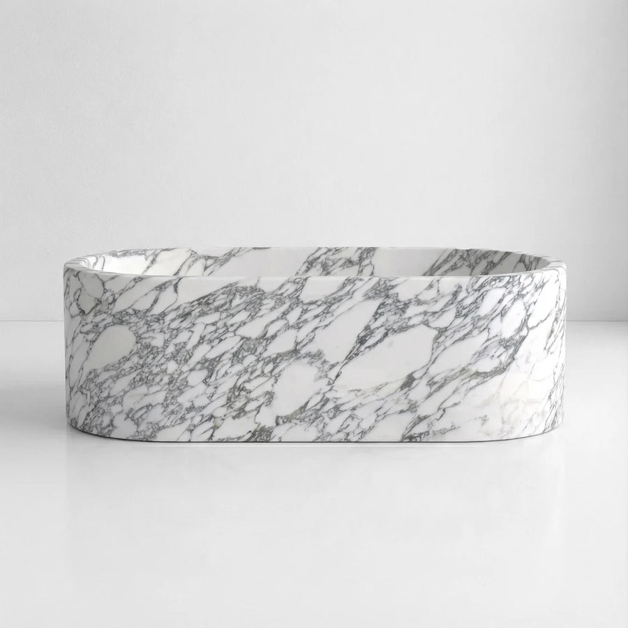 Arabescato Marble Freestanding Bathtub - Elliptical