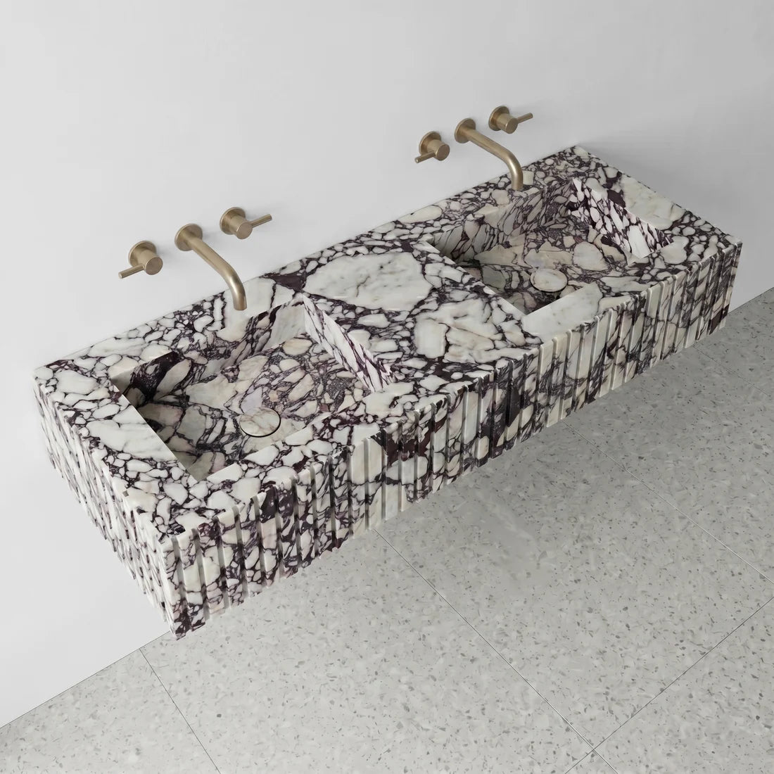 Calacatta Viola Extra Marble Double Sink - Fluted