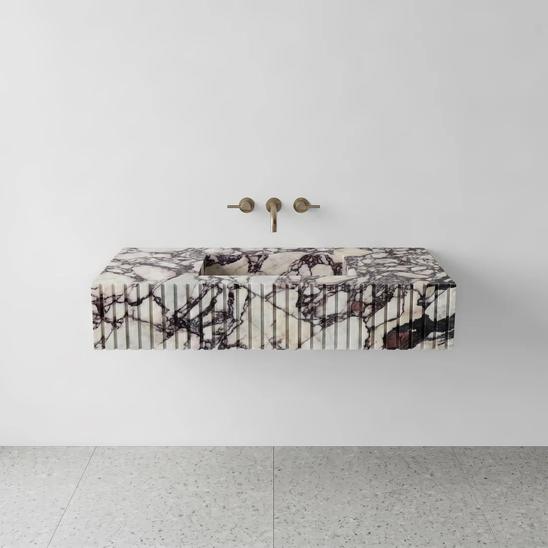 Calacatta Viola Marble Single Sink - Fluted
