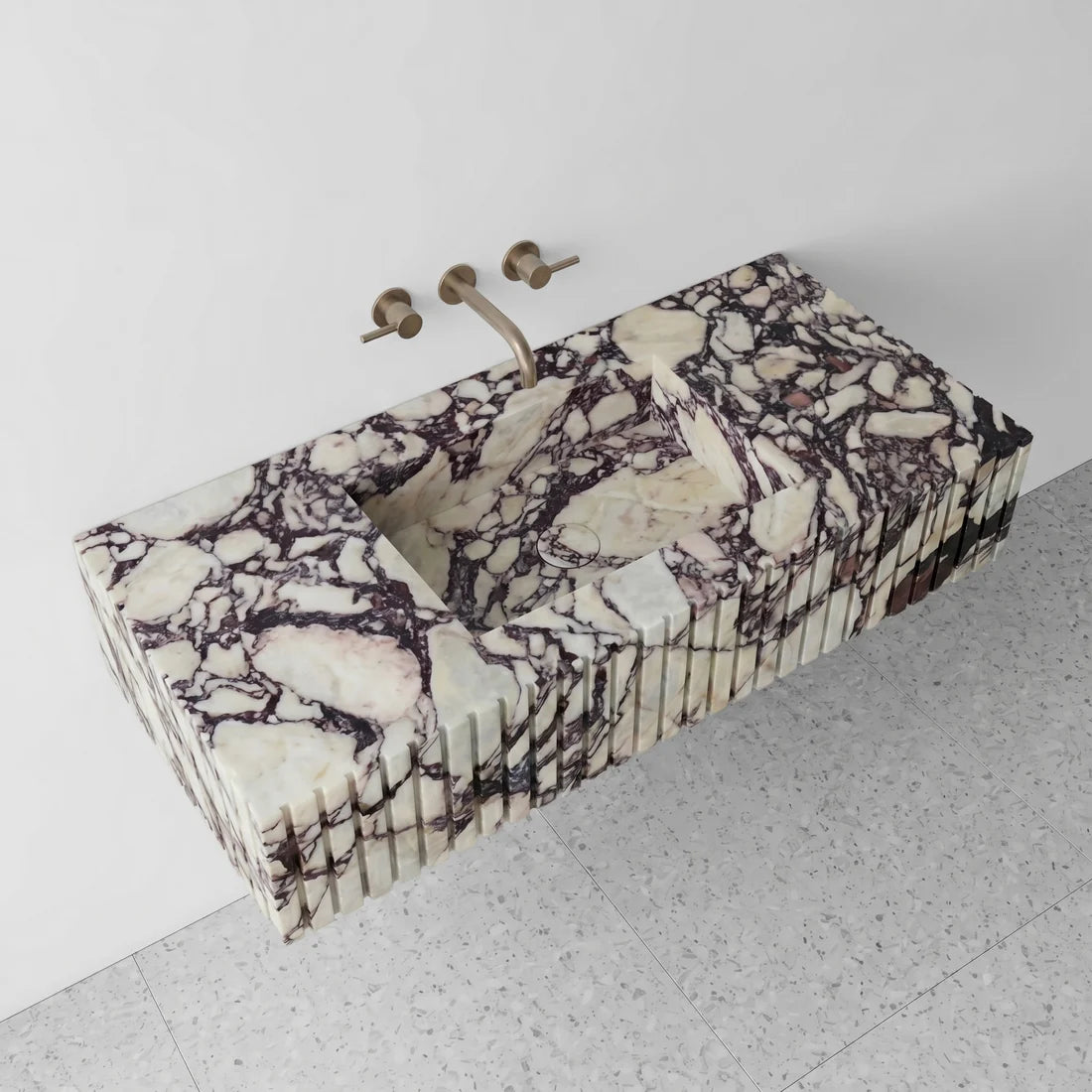Calacatta Viola Marble Single Sink - Fluted