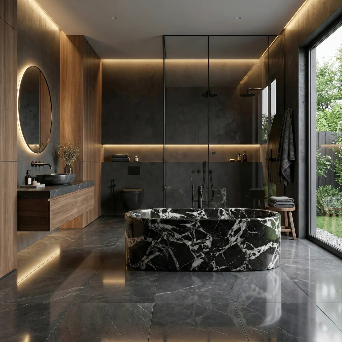 Grand Antique Marble Freestanding Bathtub - Elliptical