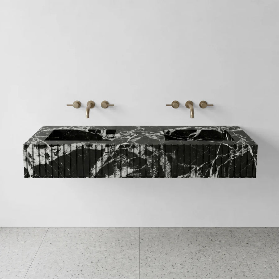 Grand Antique Marble Double Sink - Fluted