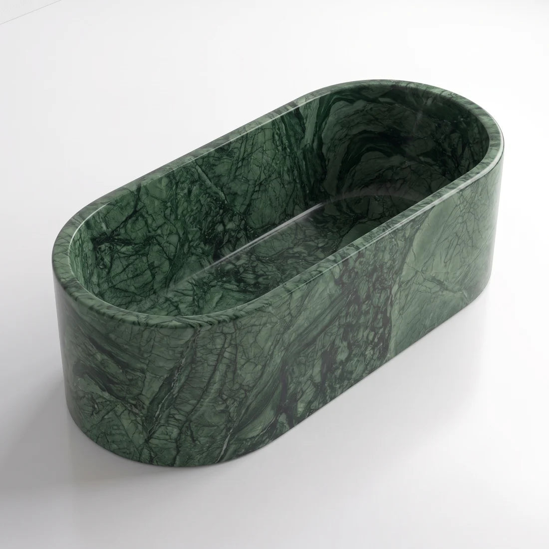 Green Guatemala Marble Freestanding Bathtub - Elliptical