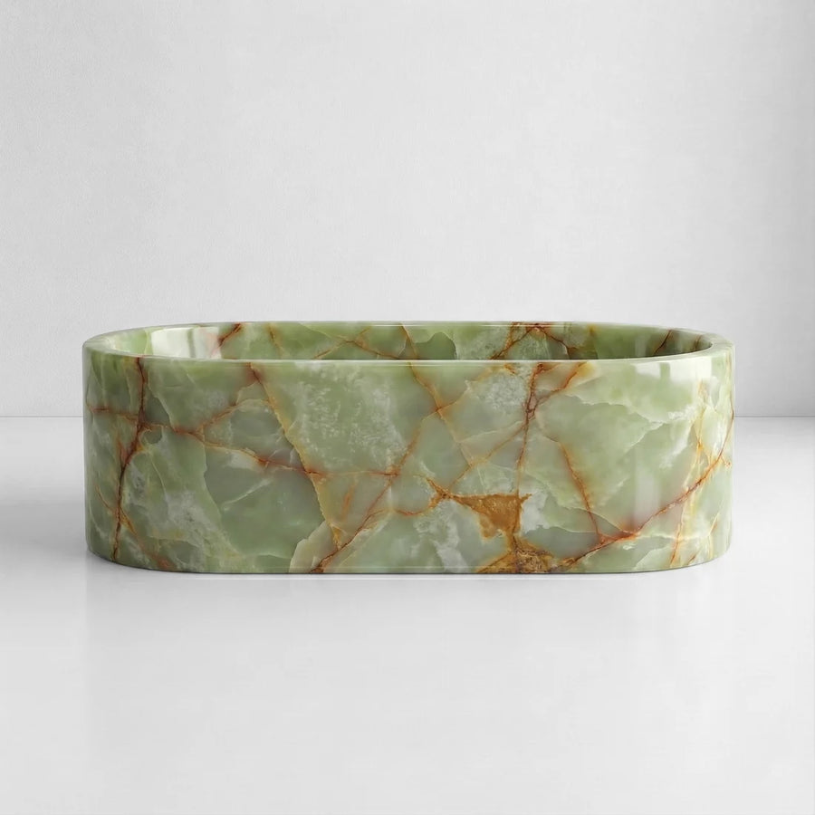Green Onyx Freestanding Bathtub - Elliptical