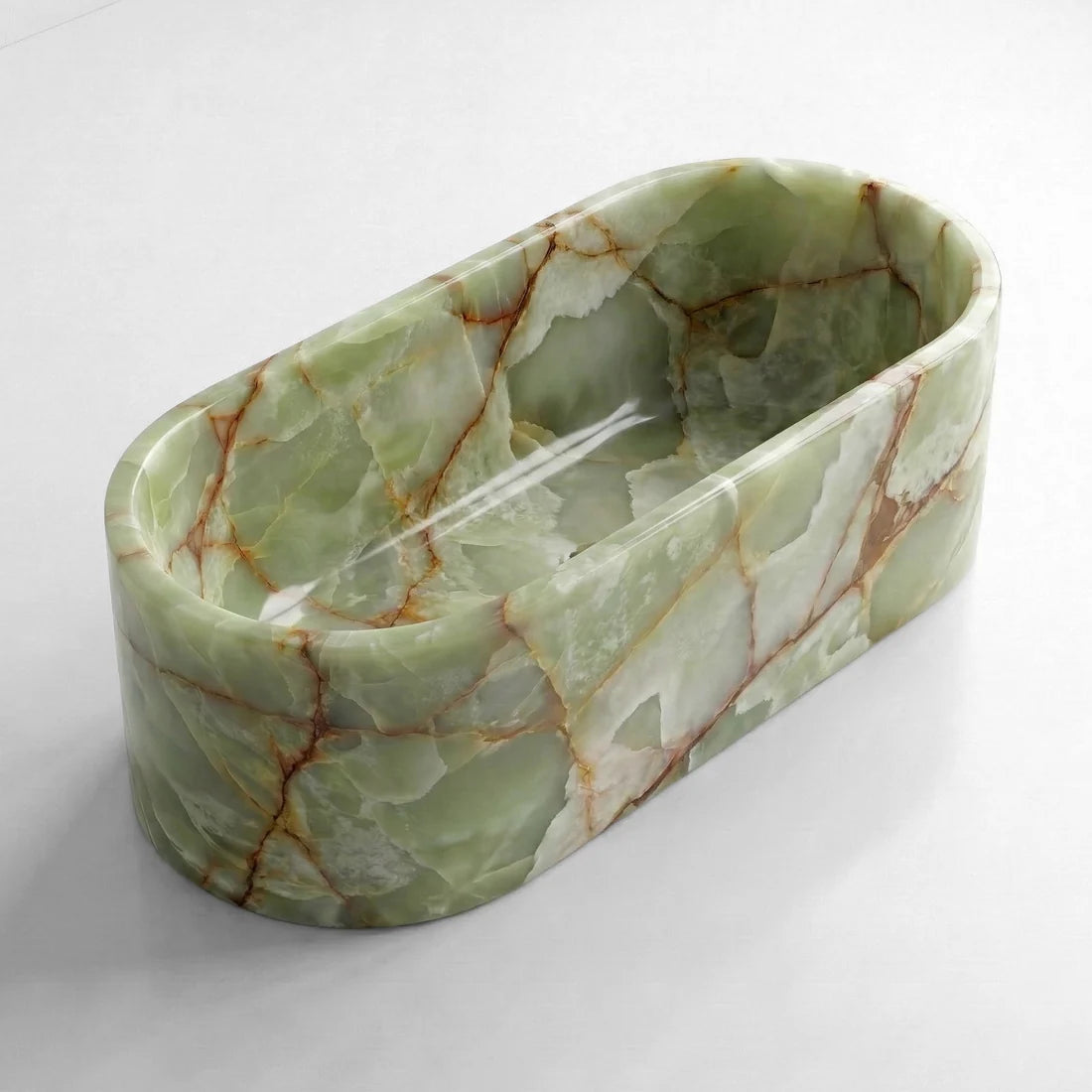 Green Onyx Freestanding Bathtub - Elliptical