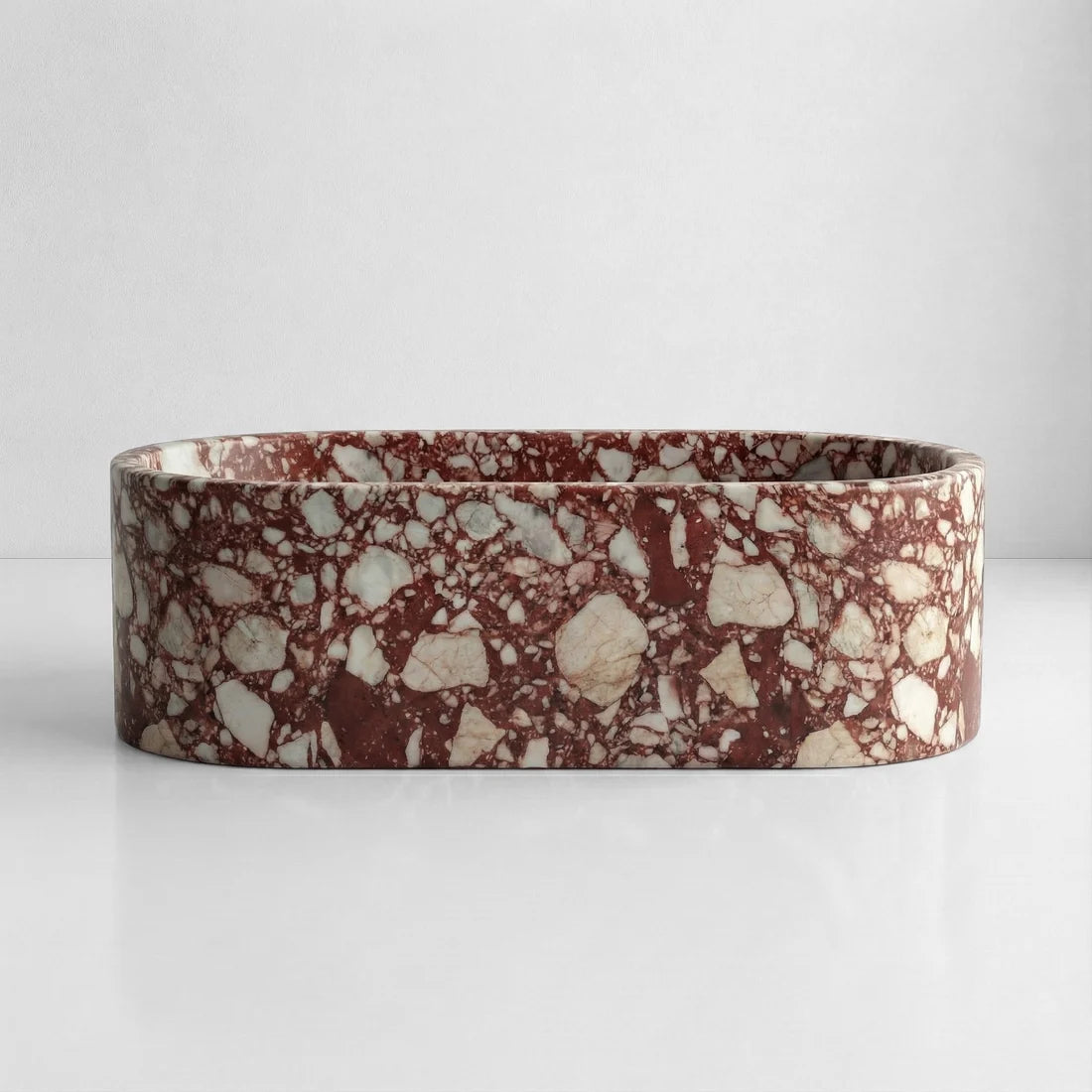 Red Bulgari Marble Freestanding Bathtub - Elliptical