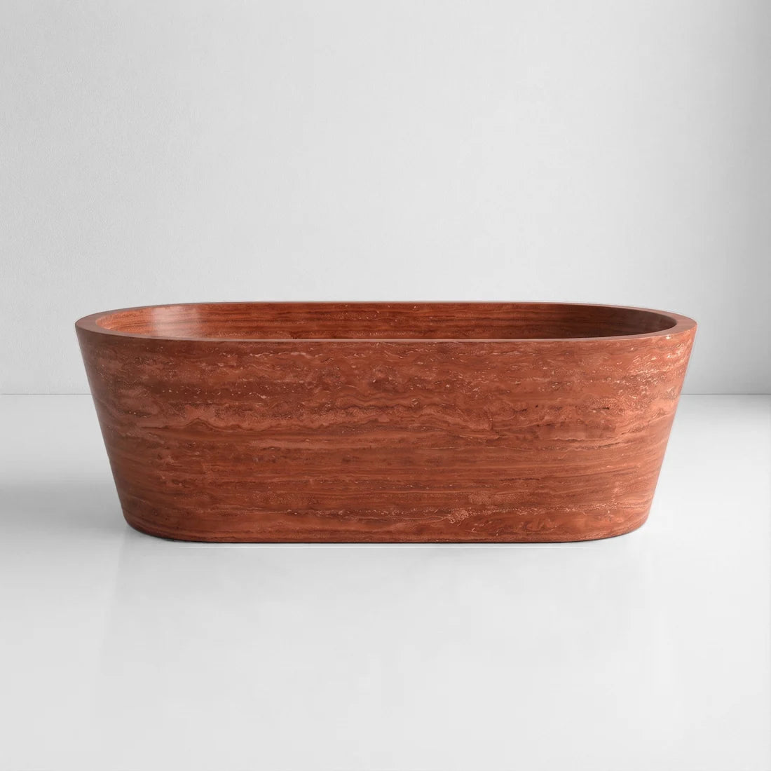 Red Travertine Freestanding Bathtub - Tapered
