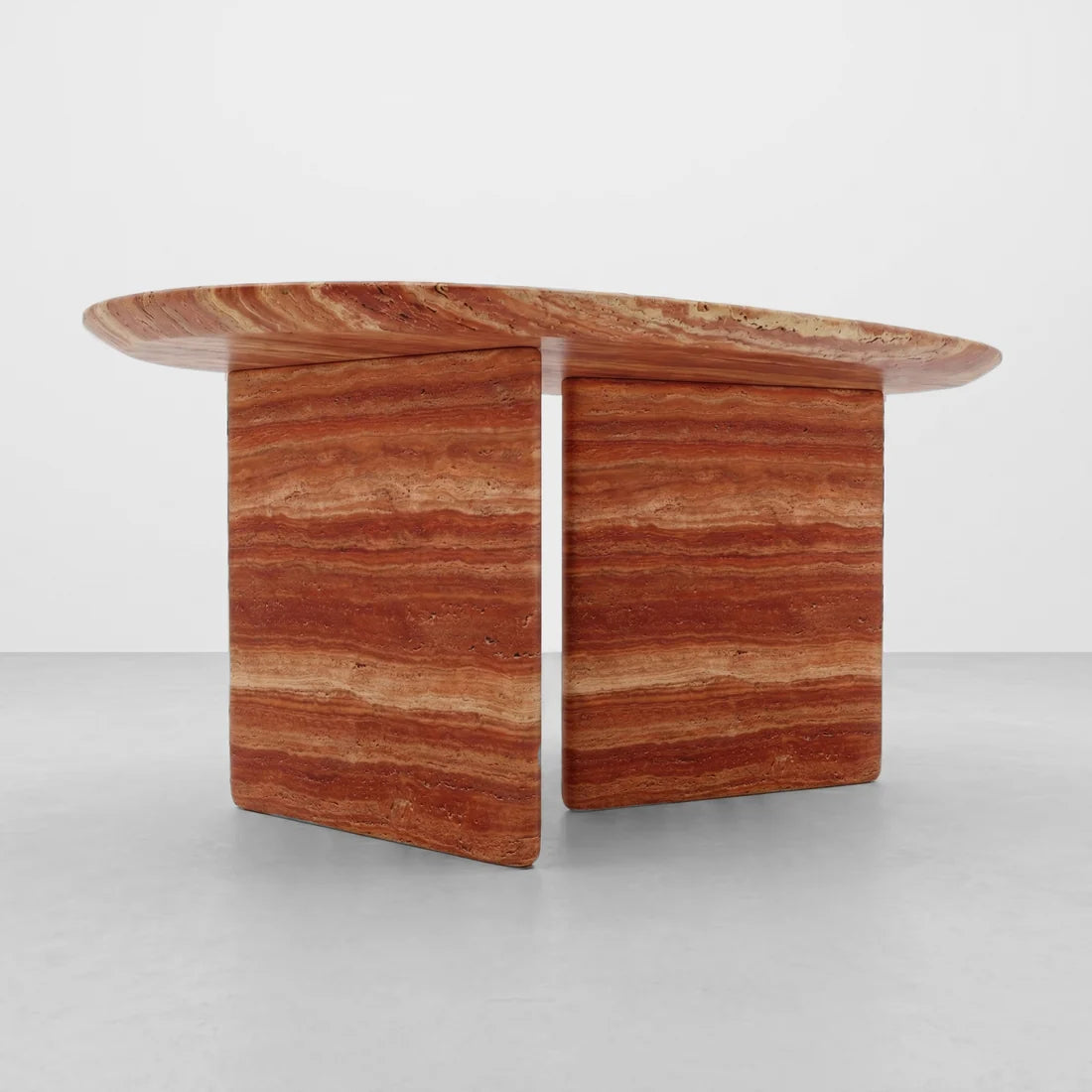Red Travertine Marble Coffee Table - Pebble