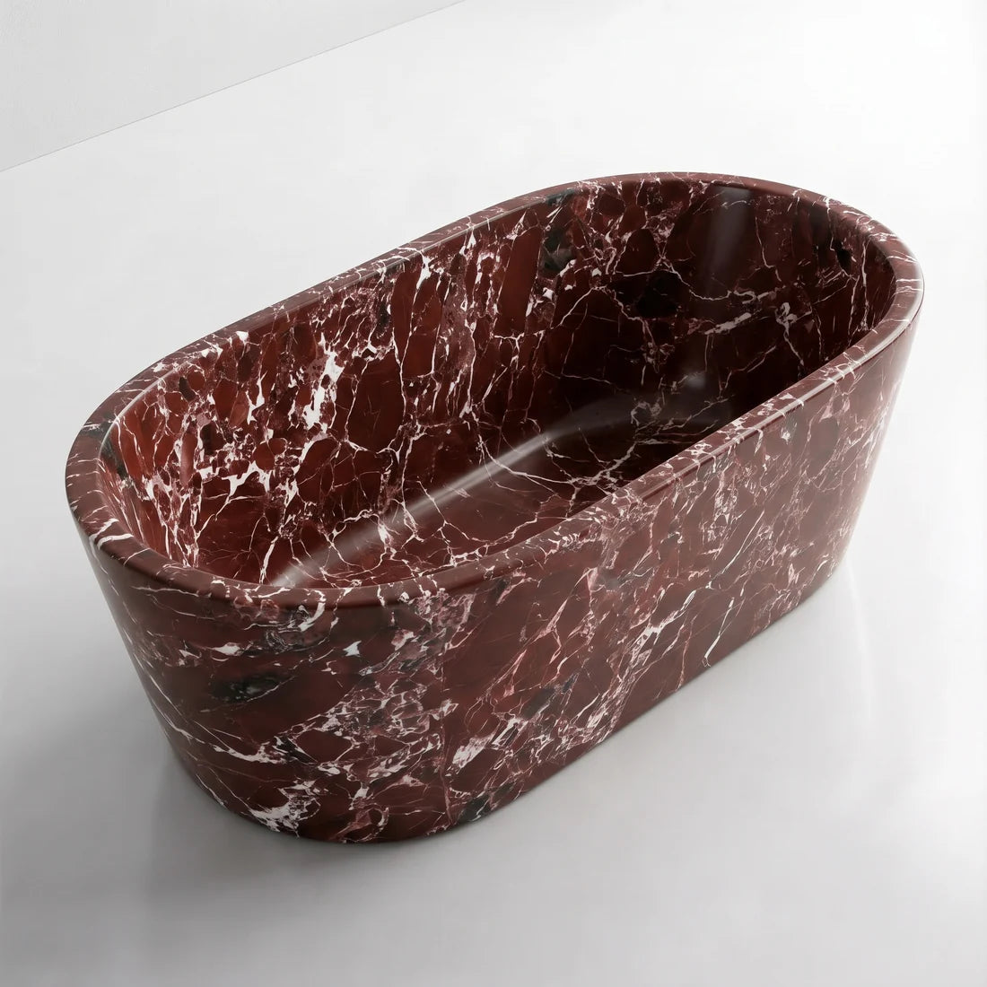Rosso Levanto Marble Freestanding Bathtub - Tapered