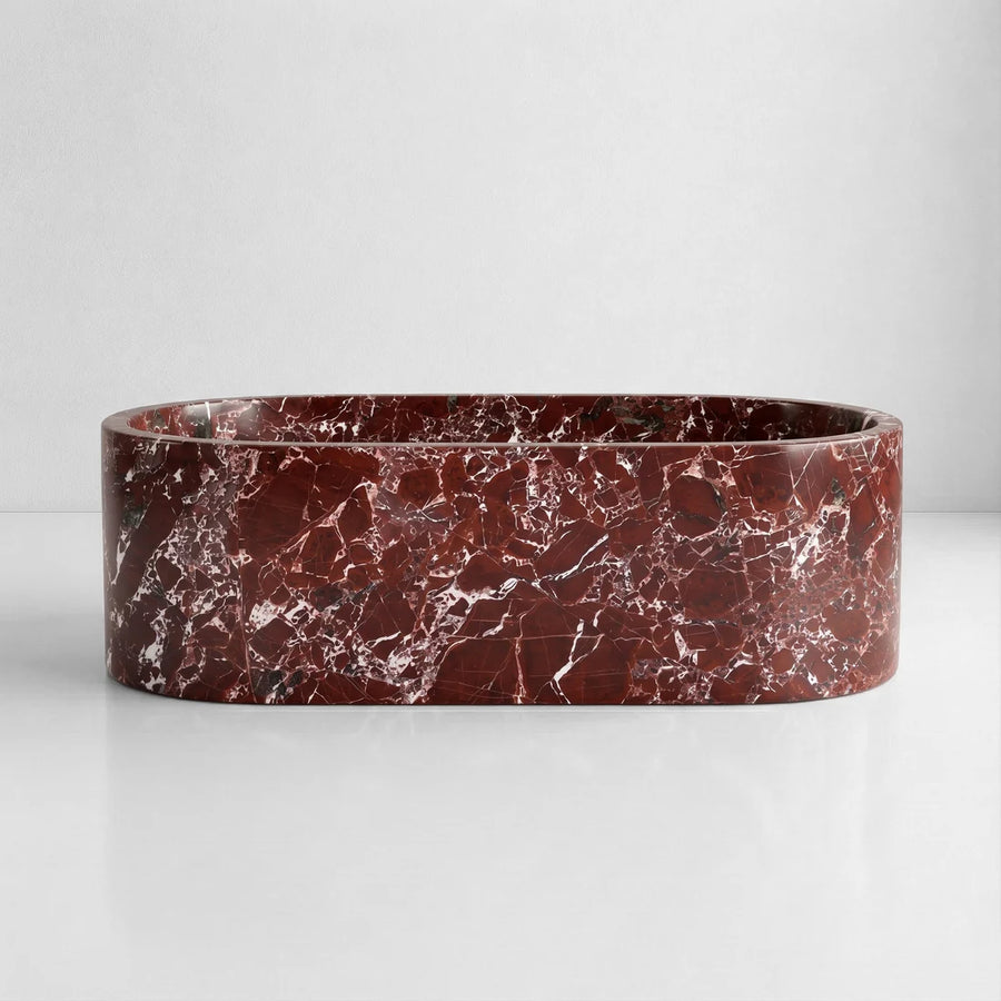 Rosso Levanto Marble Freestanding Bathtub - Elliptical