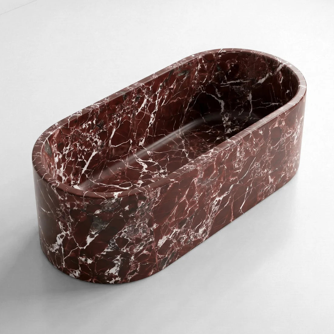 Rosso Levanto Marble Freestanding Bathtub - Elliptical