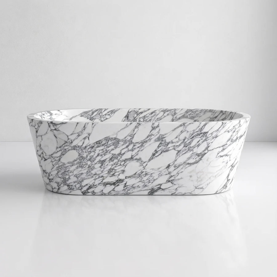 Arabescato Marble Freestanding Bathtub - Tapered
