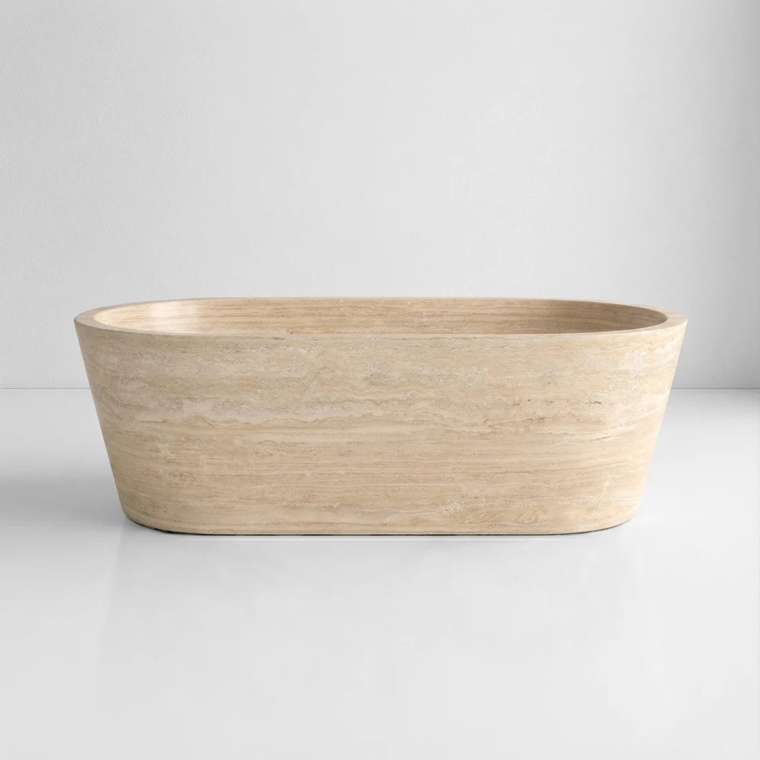 Beige Travertine Freestanding Bathtub - Tapered