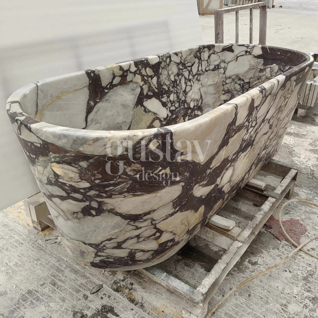 Calacatta Viola Extra Marble Freestanding Bathtub - Tapered