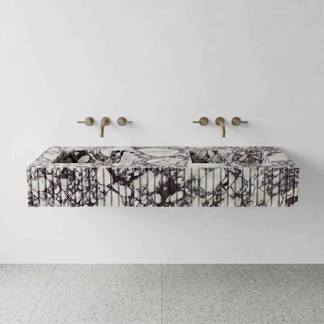 Calacatta Viola Extra Marble Double Sink - Fluted