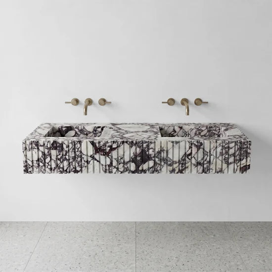Calacatta Viola Marble Double Sink - Fluted
