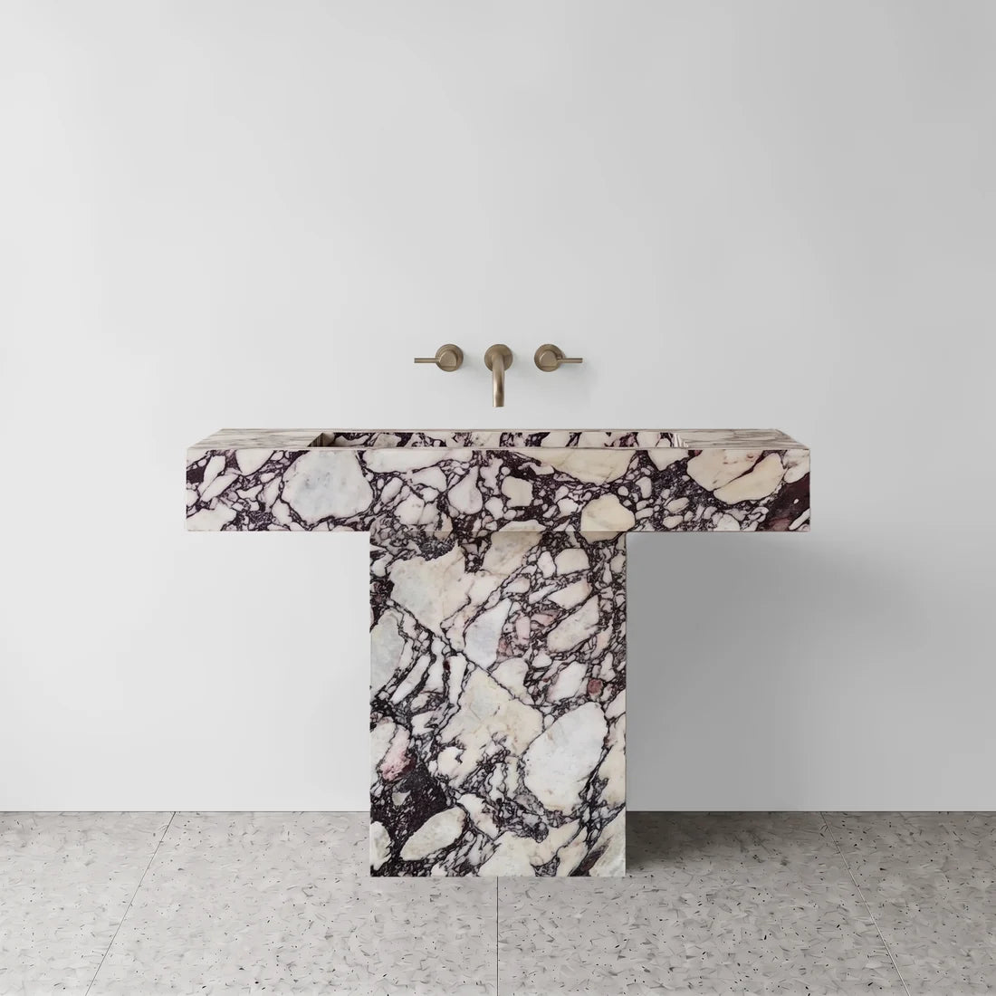 Calacatta Viola Marble Pedestal Sink - T-Shape
