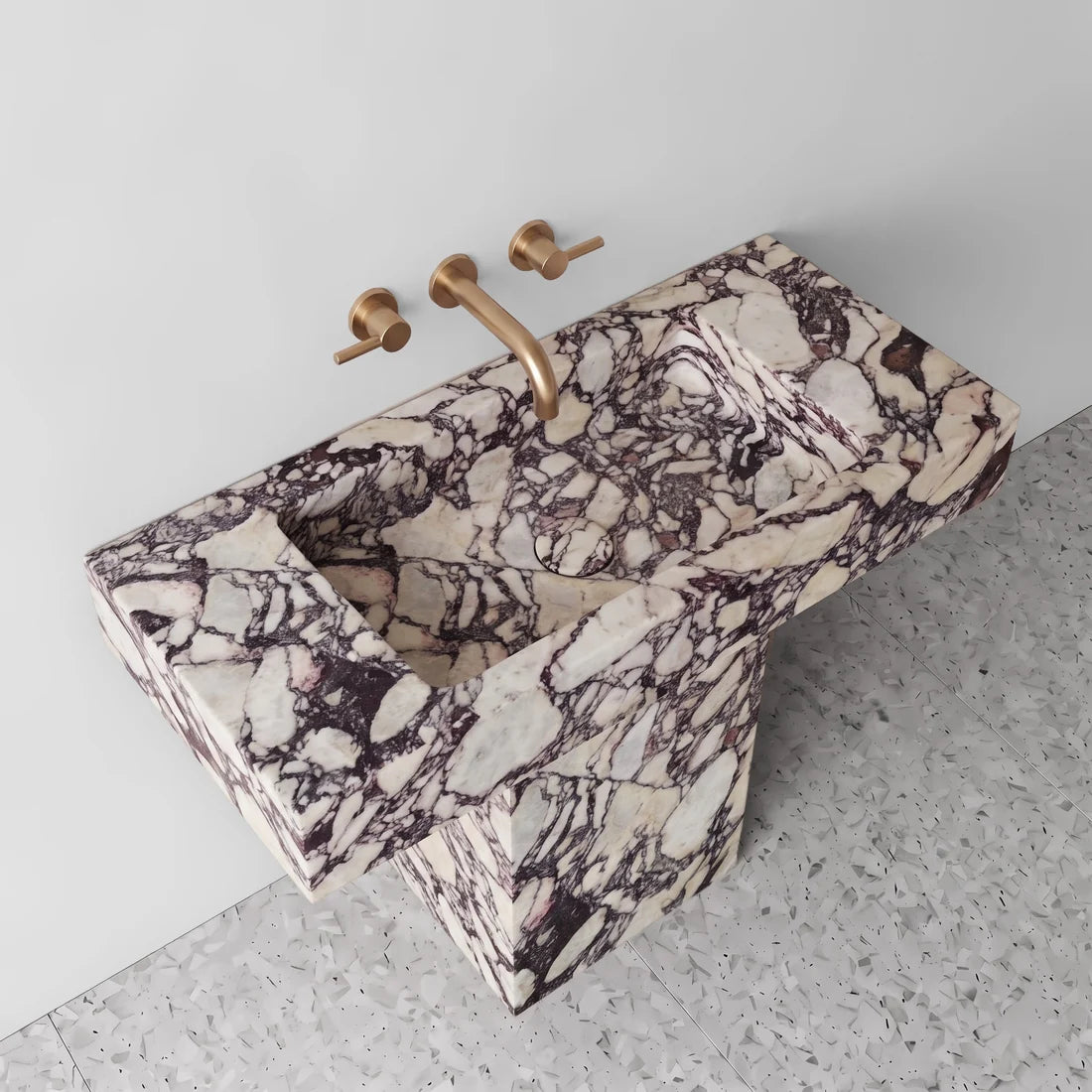 Calacatta Viola Marble Pedestal Sink - T-Shape