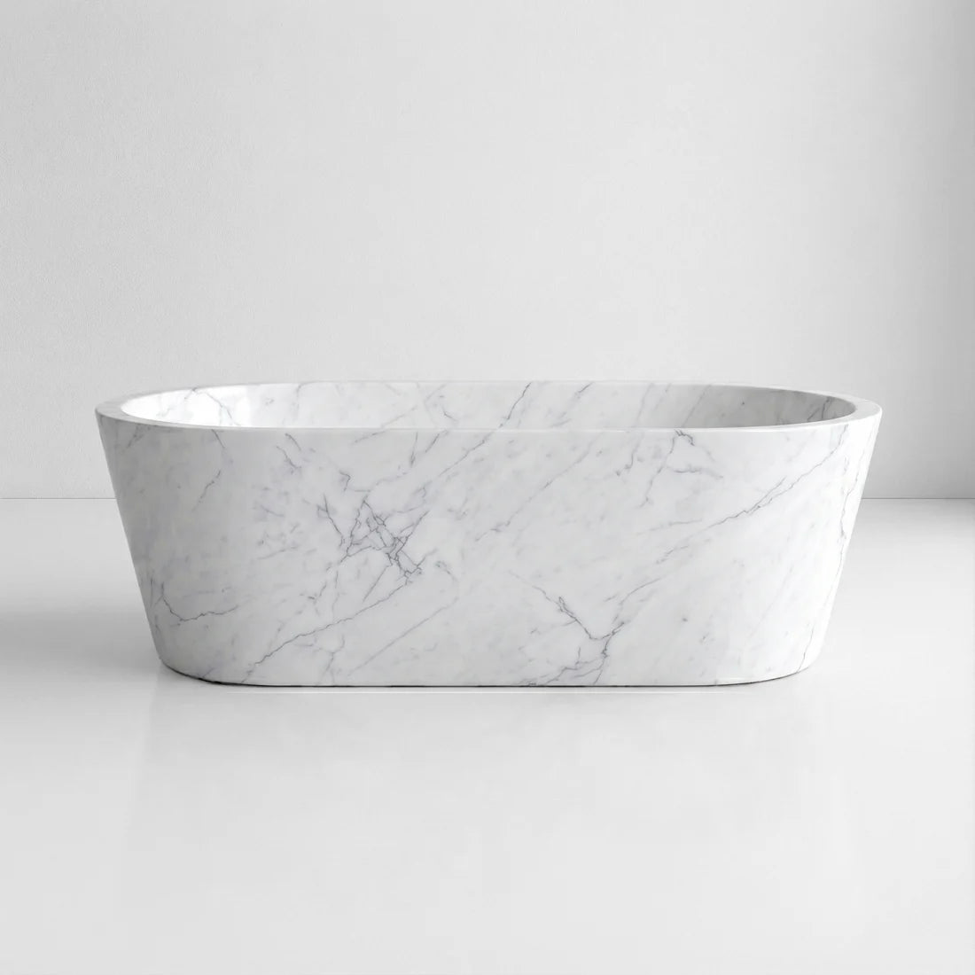 White Carrara Marble Freestanding Bathtub - Tapered