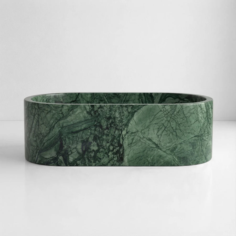 Green Guatemala Marble Freestanding Bathtub - Elliptical