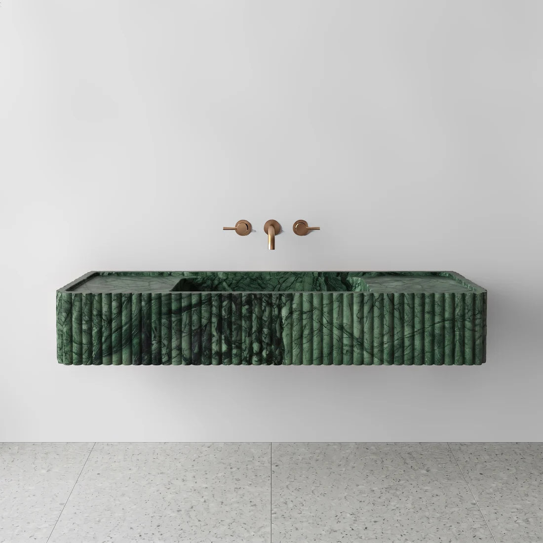 Green Guatemala Marble Monolith Sink - Fluted