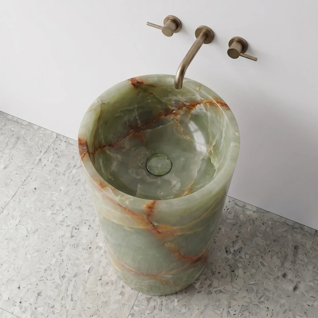 Green Onyx Pedestal Sink - Cylinder