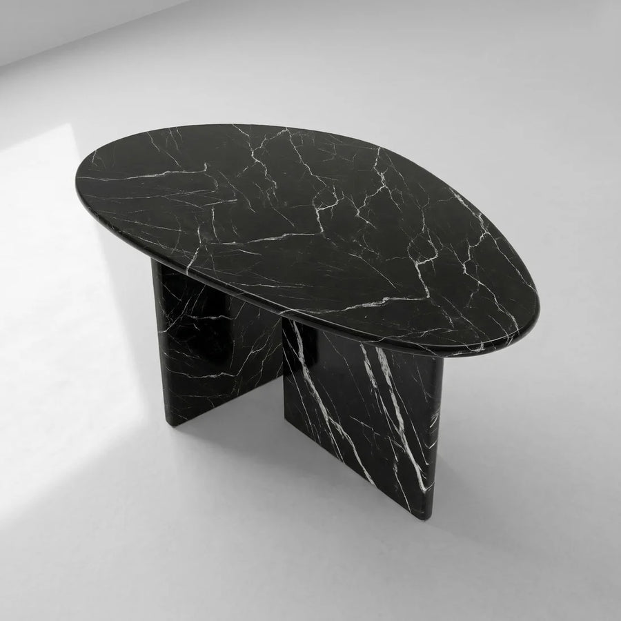 Nero Marquina Marble Coffee Table - Pebble