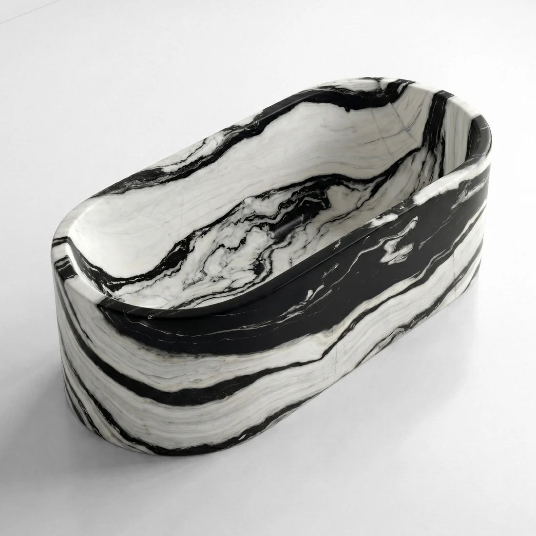 Panda Marble Freestanding Bathtub - Elliptical