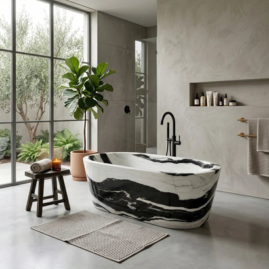 Panda Marble Freestanding Bathtub - Tapered