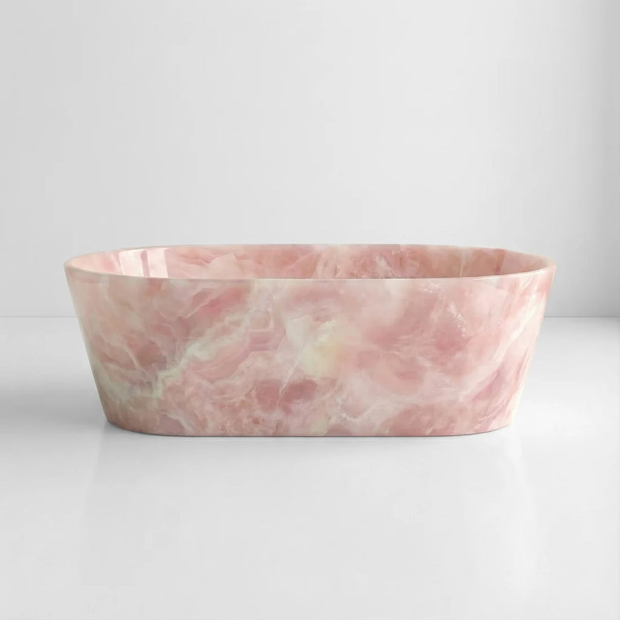 Pink Onyx Freestanding Bathtub - Tapered