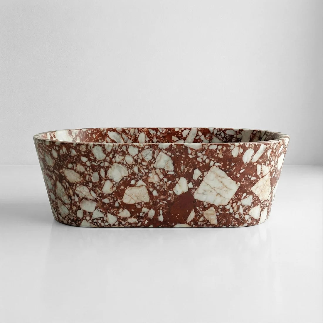 Red Bulgari Marble Freestanding Bathtub - Tapered
