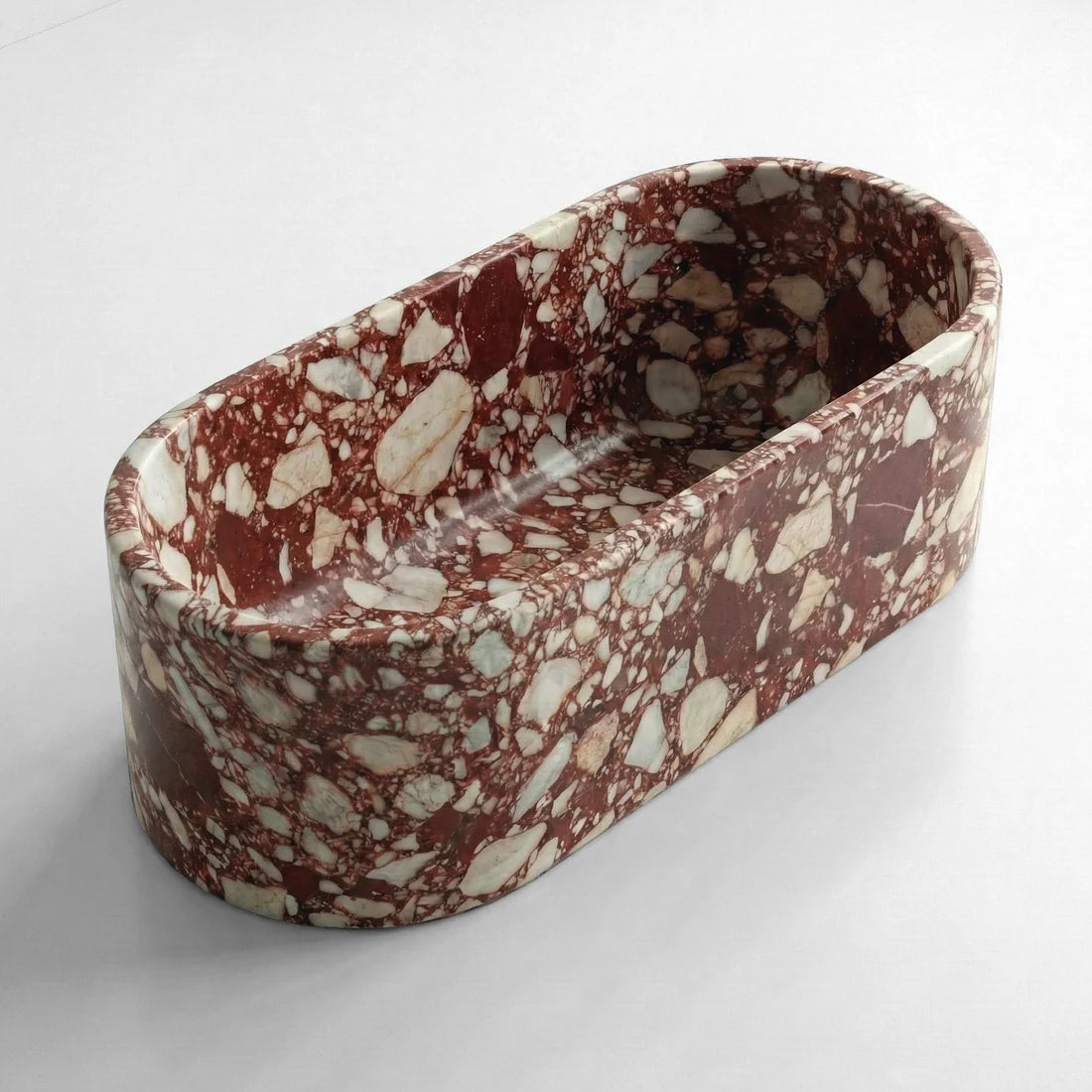 Red Bulgari Marble Freestanding Bathtub - Elliptical