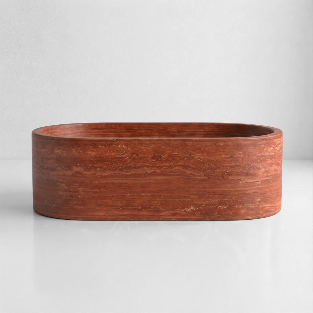 Red Travertine Freestanding Bathtub - Elliptical
