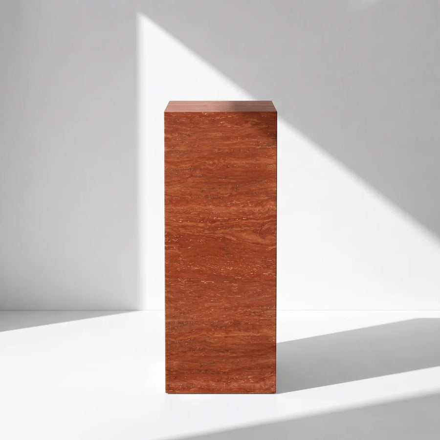 Red Travertine Marble Pedestal Stand