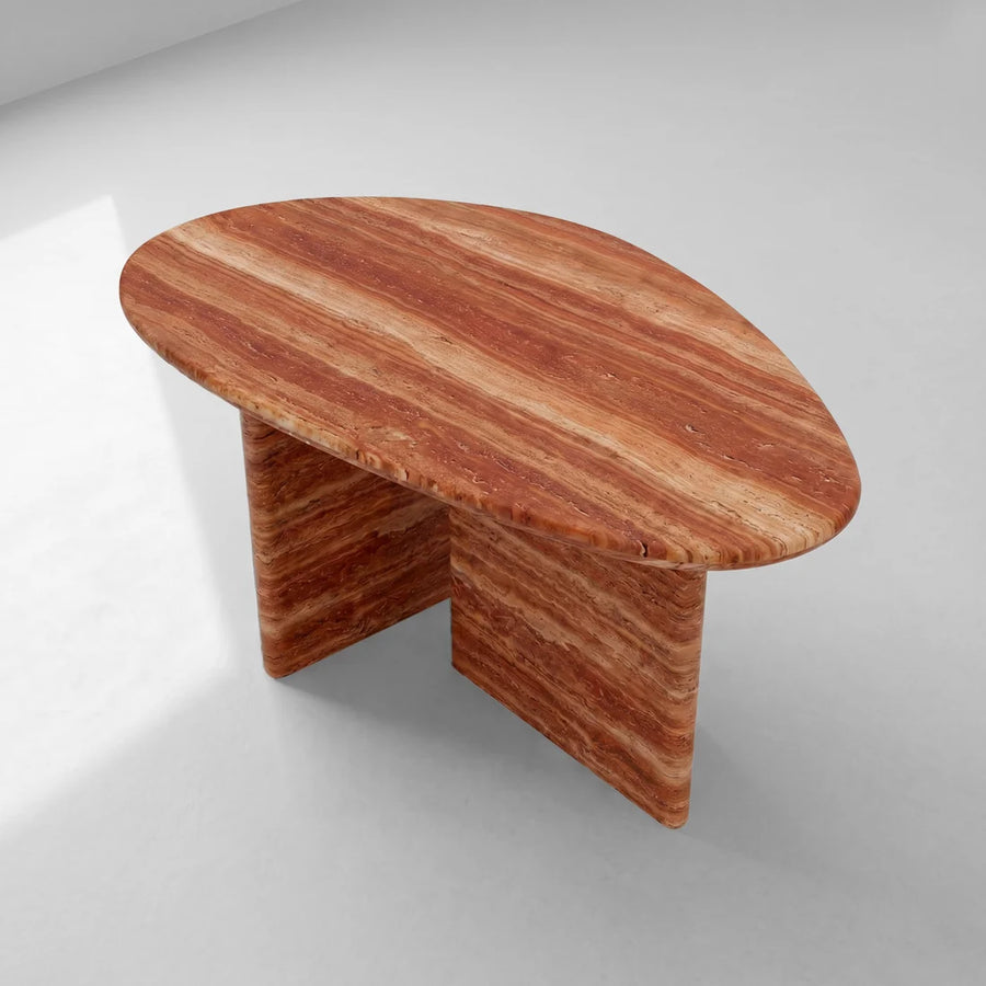 Red Travertine Marble Coffee Table - Pebble