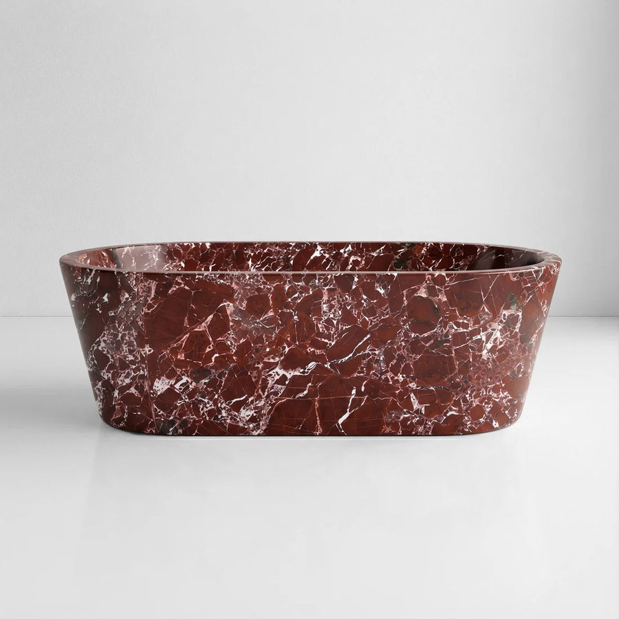 Rosso Levanto Marble Freestanding Bathtub - Tapered