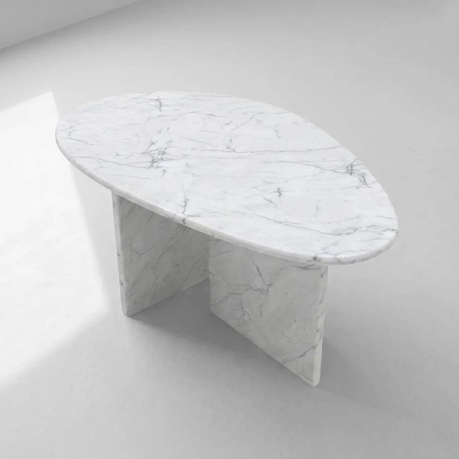 White Carrara Marble Coffee Table - Pebble